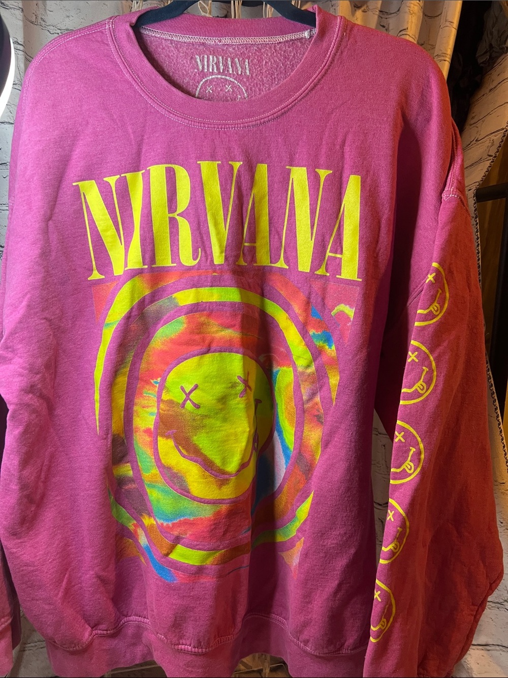 Urban Outfitters - Oversized Pink Nirvana Graphic Sweatshirt - Size Small